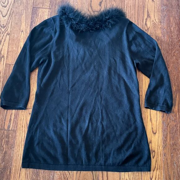 VTG Christmas Lights Sweater Womens L Faux Fur Collar Ugly Christmas Zebra - Picture 5 of 9